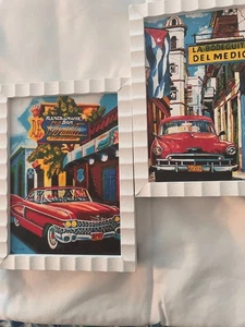 Two Framed Paintings - from Havana, Cuba Acrylic Art Pieces 8"x6" Ready to Hang - Picture 1 of 9