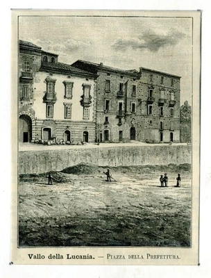 VALLO della LUCANIA Salerno-ANTICA STAMPA ORIGINALE '800 in PASSEPARTOUT - Immagine 1 di 2