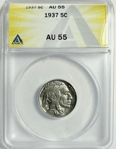 1913-P Type 1 BUFFALO NICKEL - ANACS AU 55 - Just Graded / New Holder - Picture 1 of 4