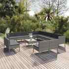 14pc Patio Wicker Rattan Furniture Outdoor Sofa Set Garden Conversation Set Gray