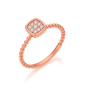 Anello diamante F/SI 0,10 carati tondo taglio brillante lunetta-set oro rosa 9 ct - Foto 1 di 8