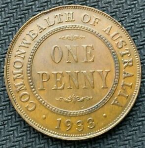 1933  Australia Penny Coin UNC      High Grade World Coin    #C869