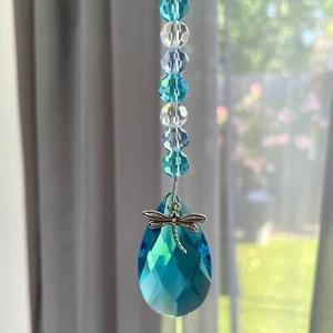 Nueva libélula ~ azul turquesa colgante captador solar ~ cristal lágrima - Imagen 1 de 12