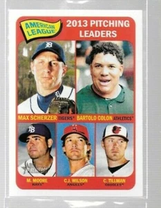 2014 Topps Heritage 2013 AL Pitching Leaders Scherzer/Colon/Moore/Wilson #9 - Picture 1 of 1
