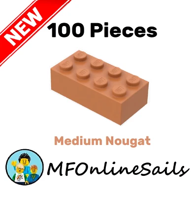 100x LEGO 2x4 Medium Nougat Bricks Piece # 3001 - BULK large bricks - Image 1 of 4