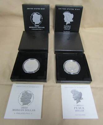 SET  OF 2023-P PHILADELPHIA UNCIRCULATED  PEACE & MORGAN DOLLARS OGP - Image 1 of 4