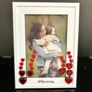 Mama Heart 'LIKE' White Picture Frame 4" X 6" For Mother's Day, Handmade - Picture 1 of 2