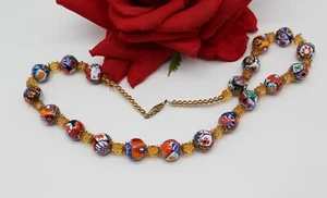 Vintage Murano Glass Millefiori Crystal Beaded 18" Necklace CAT RESCUE - Picture 1 of 1