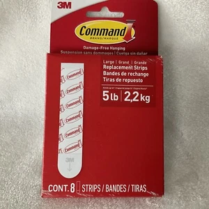3M Command 5 LB Pack Of 8 Each Damage-Free Wall Hanging Replacement Strips New - Picture 1 of 6