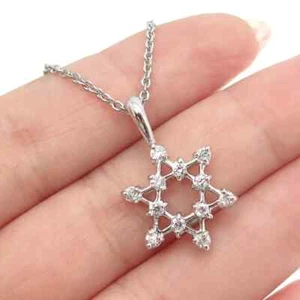 1 Ct Round Cut Moissanite Gift Women's Star Pendant 18" In 14K White Gold Plated - Picture 1 of 8