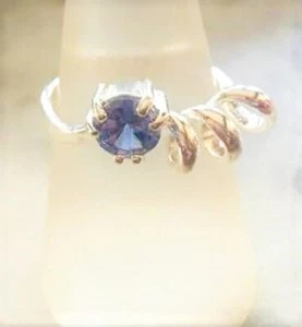 Solid Sterling Silver Simulated 3/4ct Round Tanzanite Spiral Ladies Ring Sz 8 - Picture 1 of 4