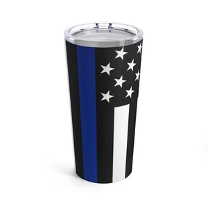 Thin Blue Line American Flag Tumbler 20oz - Picture 1 of 5