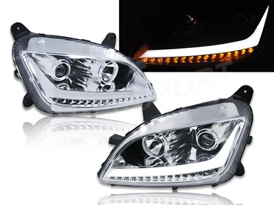 Par de faros proyectores cromados con barra LED y señal para Peterbilt 579 587 Foto 1 de 3