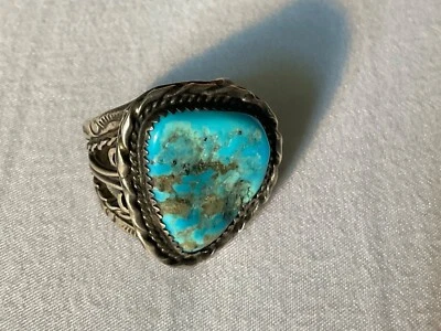 Anel de prata esterlina Begaye assinado turquesa natural navijo tamanho 9,5 - Imagem 1 de 4