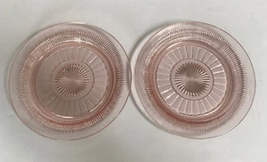 Coronation Pink Depresión Vidrio Ancla Hocking 6" Pan Mantequilla Platos (2) EC - Imagen 1 de 11