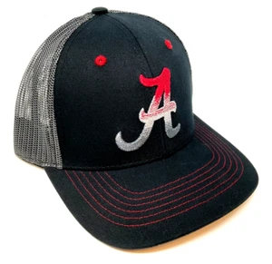 UNIVERSITY OF ALABAMA CRIMSON TIDE LOGO BLACK GREY MESH TRUCKER SNAPBACK HAT CAP - Picture 1 of 4