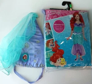 Disney Princess Ariel Mermaid Costume Girl Sz M (8-10) Hat Halloween - Picture 1 of 9