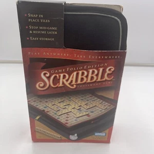 NEW Scrabble Game Folio Edition TRAVEL with Zipper Case + Snap-In Tiles + Pouch - Picture 1 of 4