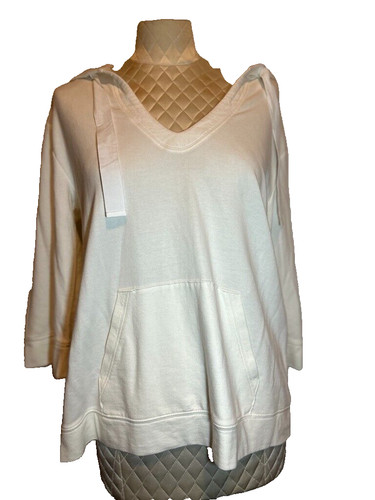 OFF WHITE Felpa con cappuccio Lou & Grey avorio collo a V tasca anteriore aderente manica ad quarto taglia S