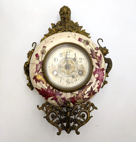 Antique New Haven Thistle Porcelain Wall Clock North Wind Face 1900s CHIPPED Cover
