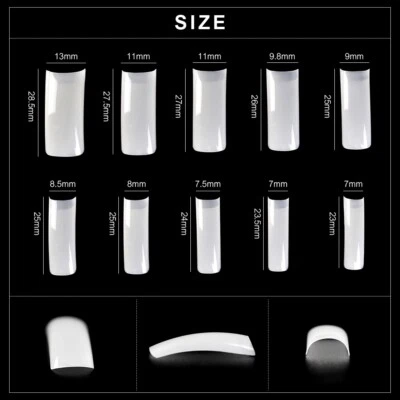 500pcs Sculpted Long C Curve  False Nail Tips Full Cover Nail Art Builder Tips - Image 1 of 4