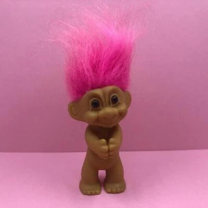 Vintage Russ Neon Pink Hair Clip On Clippy Hugger Lucky Troll Toy Figure 1990s - Picture 1 of 5
