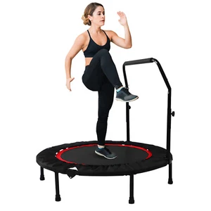 40" Fitness Trampoline Mini Rebounder Workout Exercise With Adjustable Handrail - Picture 1 of 12