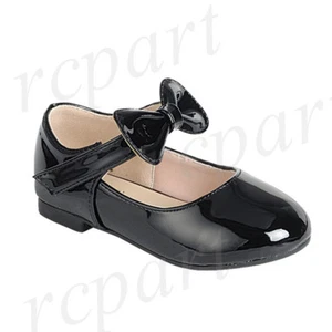 New girl's kids buckle closure black synthetic patent flower girl dress shoes - Picture 1 of 1