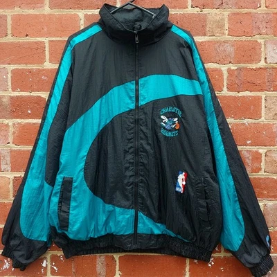RARE Vintage 90s CHARLOTTE HORNERS NBA Basketball Zip Windbreaker Lined Jacket - Image 1 of 4