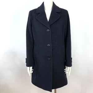 L.L. Bean 10P Thinsulate Mantel Trench 100% Lammwolle Knopf Jacke Blau - Bild 1 von 19