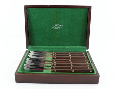 Juego de cuchillos para carne lisos Cutco vintage años 70 8 piezas #47 con estuche de nogal Foto 1 de 4