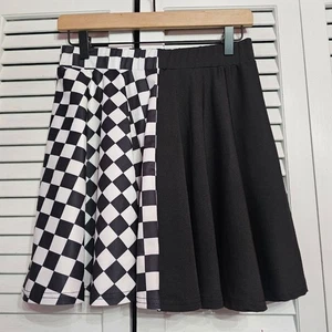 Neu ohne Etikett Shein Split Dye schwarz-weiß kariert Kreis Rock Damen - Bild 1 von 6