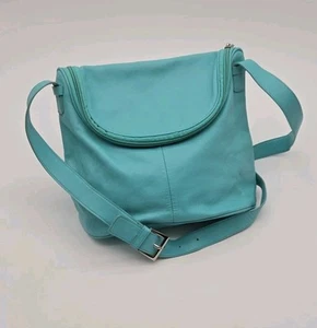 Maxx New York Torquoise Blue Leather Crossbody Bucket Bag - Picture 1 of 13