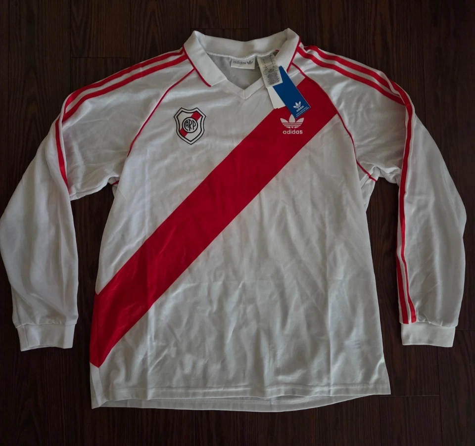 Adidas River Plate 1994 Retro Home Jersey White Red Long Sleeve Men's L IV7546