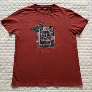 Top donna Desigual taglia media arancione farfalla grafica patch fata grunge - Foto 1 di 11