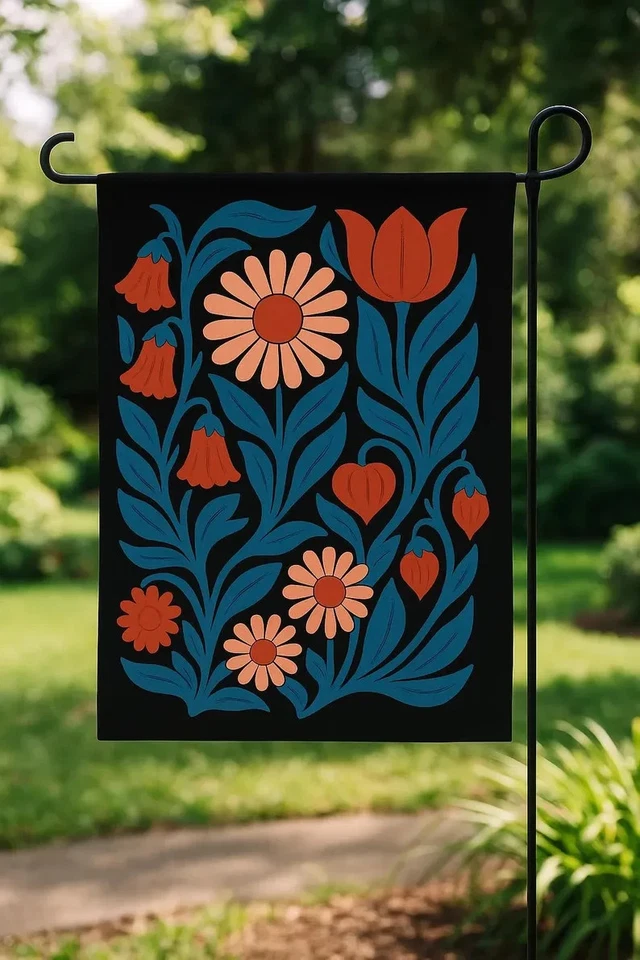 Decorative Garden Flag Folk Art Wildflowers for Outdoor Yard Deco - Image 1 of 1