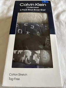 Calvin Klein Boys' Cotton Stretch Boxer Brief Underwear 6-pack Size L - Picture 1 of 4