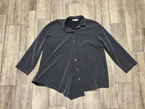 Camisa Christopher Calvin Mujer XL Gris Dobladillo Asimétrico Botón Delantero Hecha en EE. UU. - Imagen 1 de 6