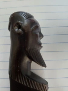 Vtg African Folk Art LETTER OPENER Hand Carved Ebony Wood Native Head Figural - Picture 1 of 5