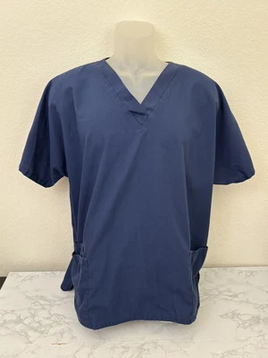 Cherokee Workwear Unisex XL Pockets V-Neck Scrub Top Blue Pullover Style 4700 O1 - Image 1 of 4