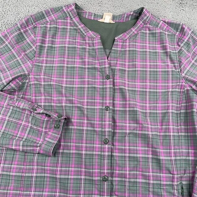 Camisa túnica xadrez Duluth Trading Co feminina XL roxa DuluthFlex Sidewinder - Imagem 1 de 4