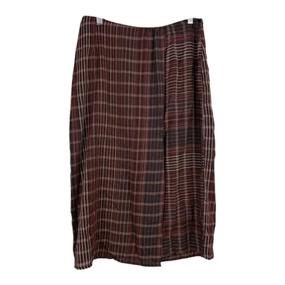 Billy Reid Plaid Wrap Midi Skirt WOMEN 6 Viscose RUBBER - Image 1 of 4