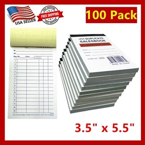100 Pack - Sales Book Order Receipt Invoice Carbonless Copy 50 Sets 3.5" X 5.5" - Picture 1 of 4