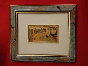 QUADRO QUADRETTO CREAZIONI ARTISTICHE SERIE ORO MOLO CON NAVI QUARTIERE CITTA - Imagen 1 de 1