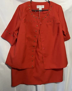 Allison Woods 16W 2 piece Jacket and Skirt Suit Orange - Picture 1 of 7