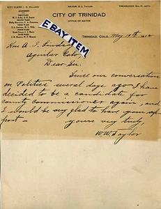 1912 Trinidad Colorado MAYOR TAYLOR Jaffa Milliken Sopris Rascower Jamison Wills - Picture 1 of 1