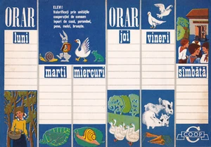 Romania, 1970's, Vintage School Schedule - COOP - Picture 1 of 1