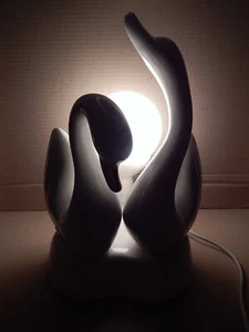 Vintage Porcelain Lamp in the form of a Pair of Swans, Table Night Light Swans - Picture 1 of 8