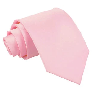 Baby Pink Tie Satin Plain Solid Mens Classic Wedding Necktie by DQT - Picture 1 of 2
