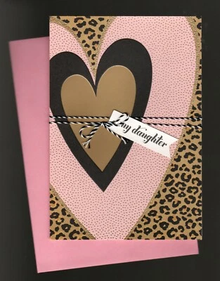 Valentine's Day Greeting Card for Daughter, Cheetah Leopard Print Metallic Heart - Image 1 of 2